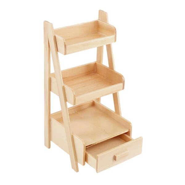 Holzständer für 1/12 Miniaturen mit 3 Regalen für Puppenhaus