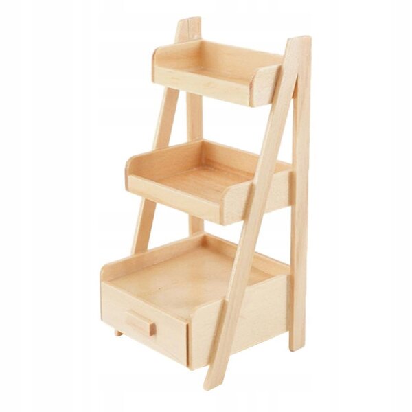 Holzständer für 1/12 Miniaturen mit 3 Regalen für Puppenhaus