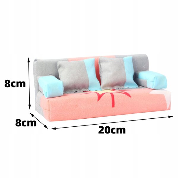 Miniature sofa og puder sæt til Dolls House 1:12 skala
