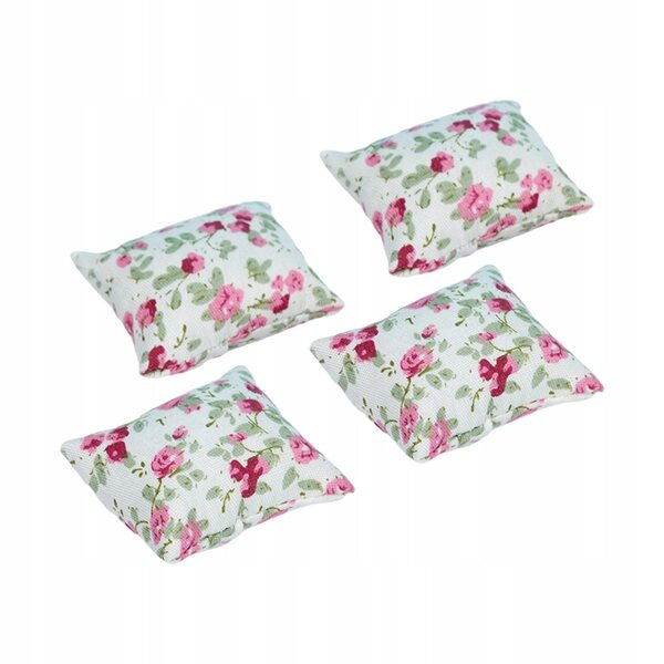 Mini Cuscino rosso con motivo floreale per casa delle bambole 1:12