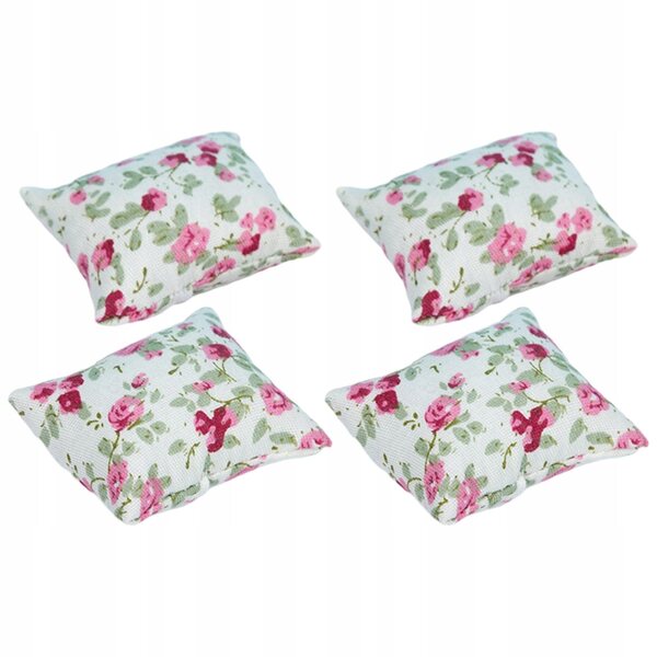 Mini rood kussen met bloemmotief voor 1:12 poppenhuis