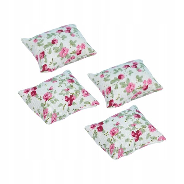 Mini rood kussen met bloemmotief voor 1:12 poppenhuis