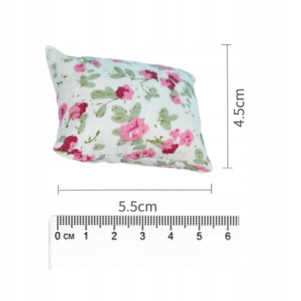 Mini rood kussen met bloemmotief voor 1:12 poppenhuis