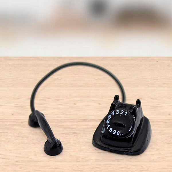 1:12 Puppenhaus-Miniatur-Retro-Telefon, schwarzes dekoratives Accessoire