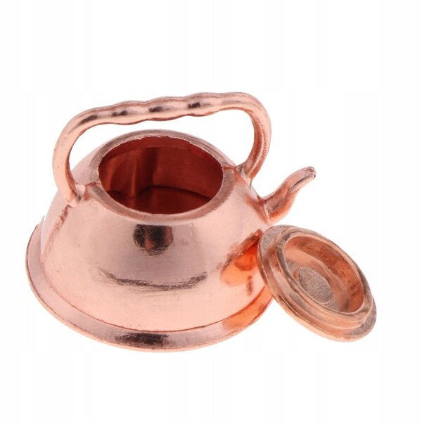 1:12 Bronze Patelnia und Wasserkocher Miniatur-Set für Puppenhaus