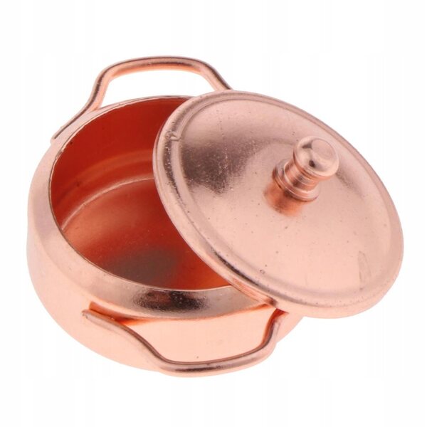 1:12 Bronze Patelnia und Wasserkocher Miniatur-Set für Puppenhaus