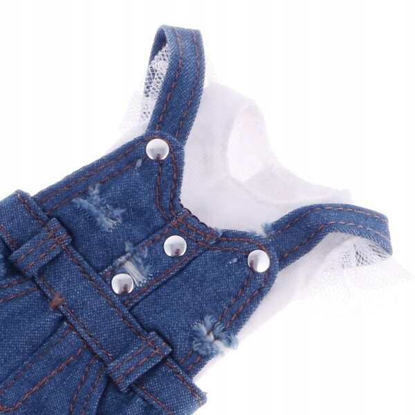 Jeans strappati con bretelle e top in cotone per bambole 12 pollici Blythe