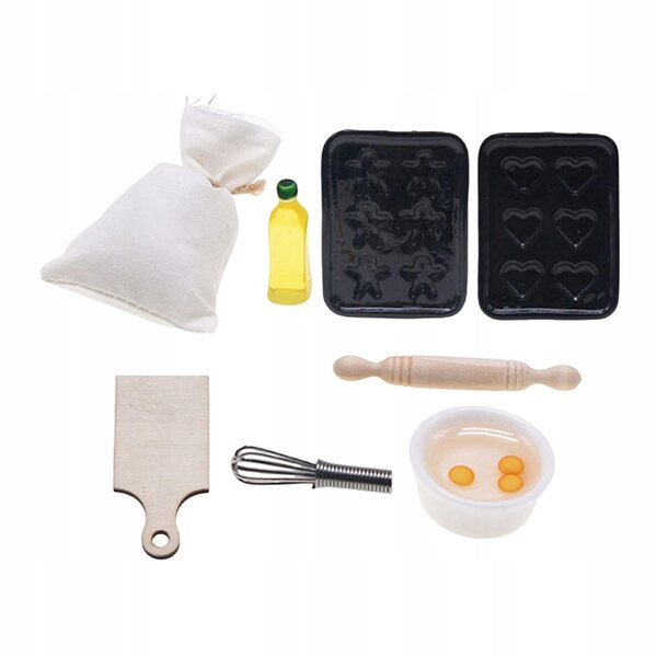 Mini set accessori cucina in legno per dollhouse 1:12 decorazione e gioco