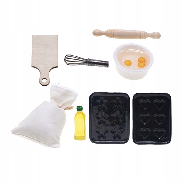 Mini set accessori cucina in legno per dollhouse 1:12 decorazione e gioco