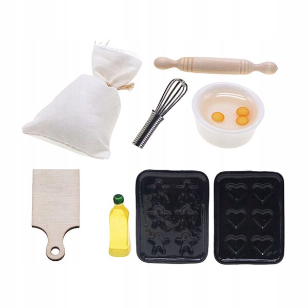 Mini set accessori cucina in legno per dollhouse 1:12 decorazione e gioco
