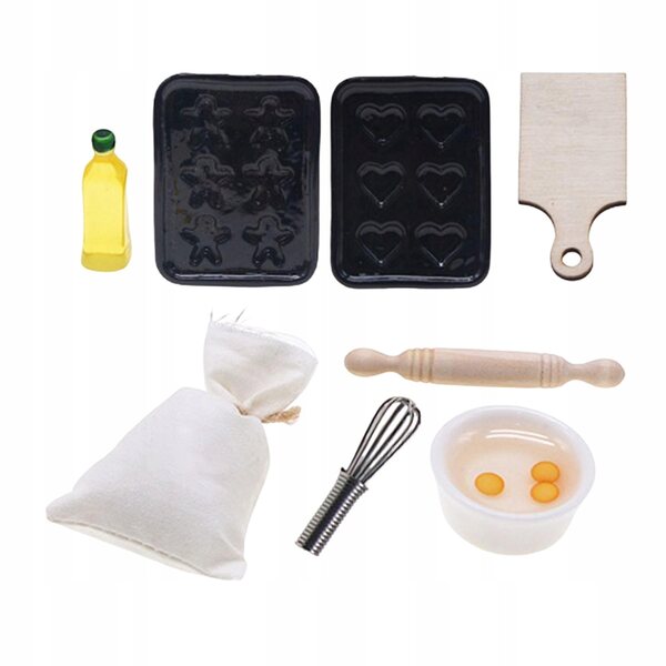 Mini set accessori cucina in legno per dollhouse 1:12 decorazione e gioco