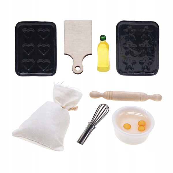 Mini set accessori cucina in legno per dollhouse 1:12 decorazione e gioco