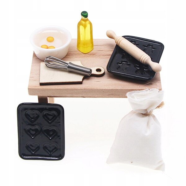 Mini set accessori cucina in legno per dollhouse 1:12 decorazione e gioco