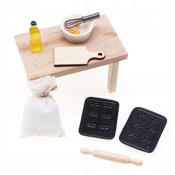 Mini set accessori cucina in legno per dollhouse 1:12 decorazione e gioco