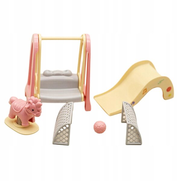 Miniature parco giochi per casa delle bambole in scala 1:12 con altalena e scivolo