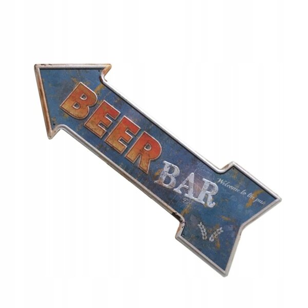 Insegna vintage in ferro con freccia per decorazioni bar e pub 45x16 cm
