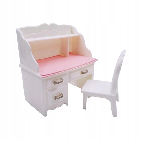 Miniatuur studiebureau en stoelenset voor poppenhuis 1:12 in hout