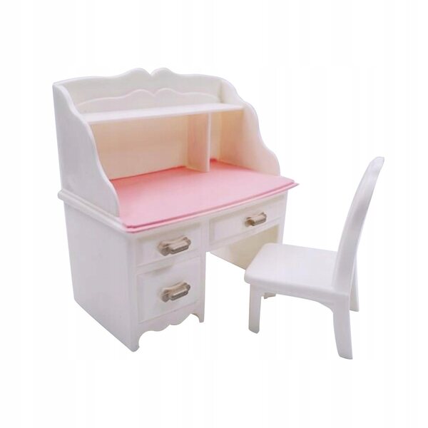 Miniatuur studiebureau en stoelenset voor poppenhuis 1:12 in hout