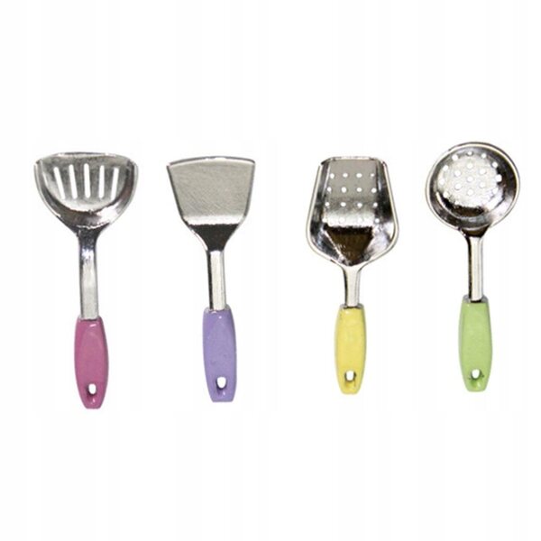Set 4 Miniature Spatole in Legno 1/12 per Cucina Casa delle Bambole