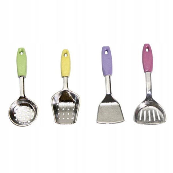 Set 4 Miniature Spatole in Legno 1/12 per Cucina Casa delle Bambole