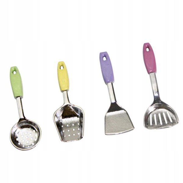 Set 4 Miniature Spatole in Legno 1/12 per Cucina Casa delle Bambole