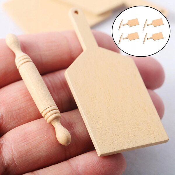 8x, Realistyczny domek dla lalek w skali 1:6 1:12 Symulacja DIY 4 zestawy, Rolling Pin &