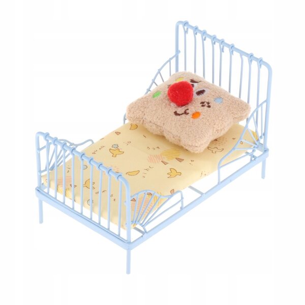 Letto Miniatura 1:12 in Metallo Giallo per Casa delle Bambole - Dettagli Realistici