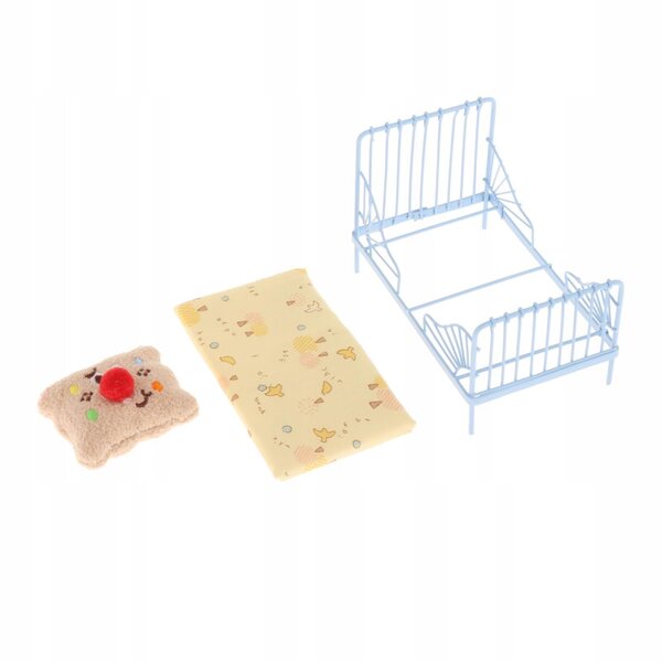 Letto Miniatura 1:12 in Metallo Giallo per Casa delle Bambole - Dettagli Realistici