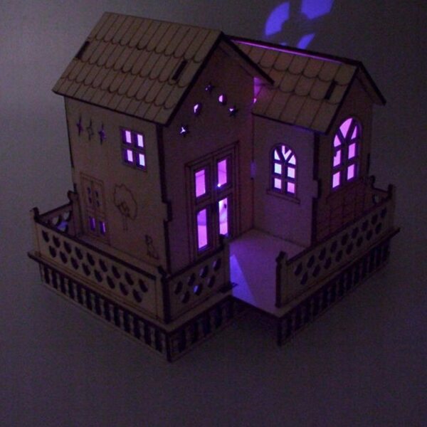 3D-Modell einer Holzvilla mit LED-Lichtern für Kinder und Heimdekoration