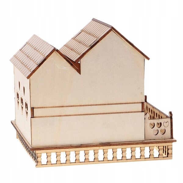 3D-Modell einer Holzvilla mit LED-Lichtern für Kinder und Heimdekoration