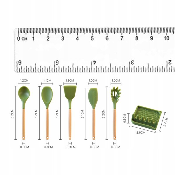 Miniatur-Küchenzubehör-Set für Puppenhäuser im Maßstab 1:6, hellgrün