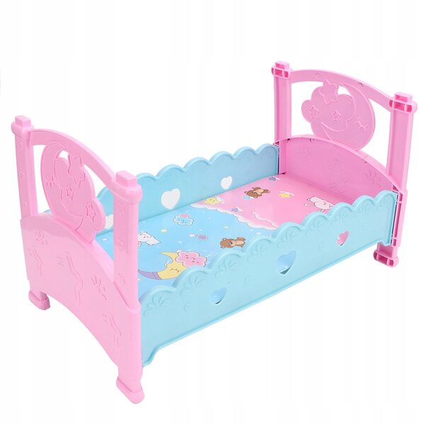 Mini letto per bambole in plastica resistente e sicura, accessorio per casa delle bambole