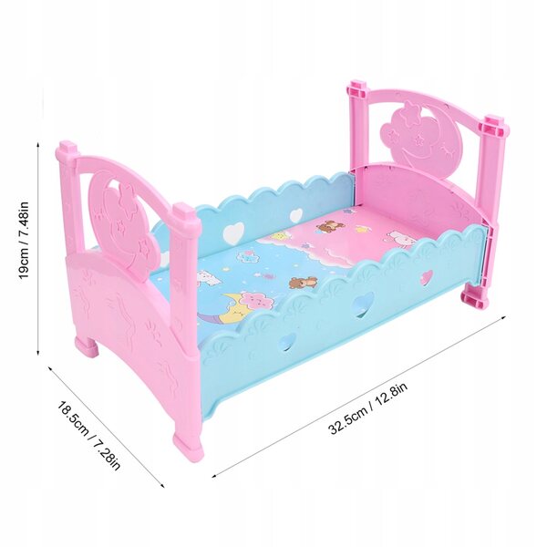 Mini letto per bambole in plastica resistente e sicura, accessorio per casa delle bambole