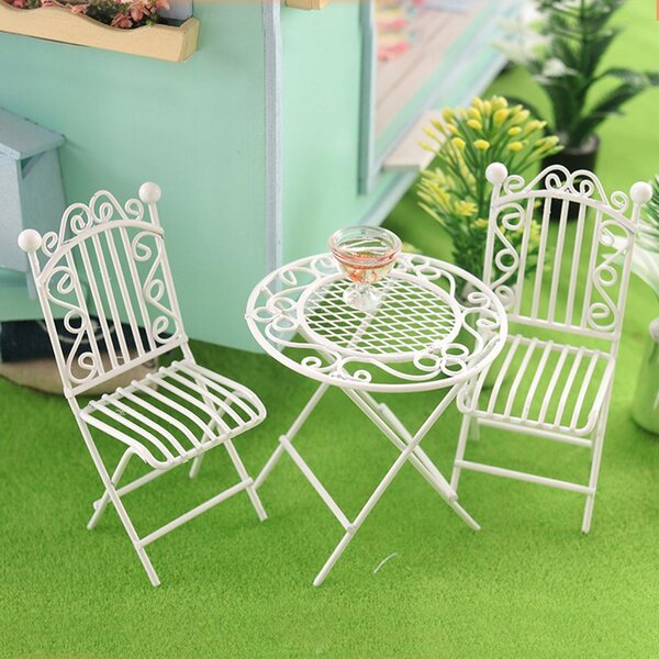 Metalen tafel en stoelen voor poppenhuis 1:12 - Knutselaccessoires