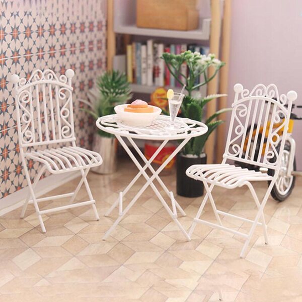 Metalen tafel en stoelen voor poppenhuis 1:12 - Knutselaccessoires