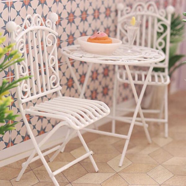 Metalen tafel en stoelen voor poppenhuis 1:12 - Knutselaccessoires