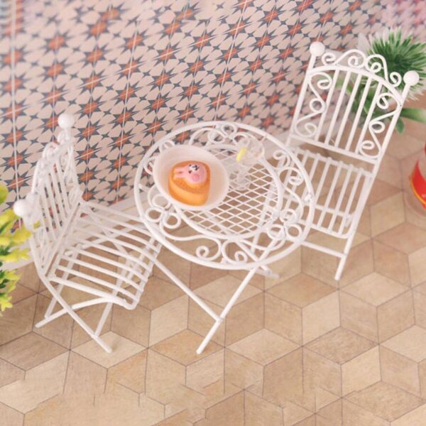 Metalen tafel en stoelen voor poppenhuis 1:12 - Knutselaccessoires