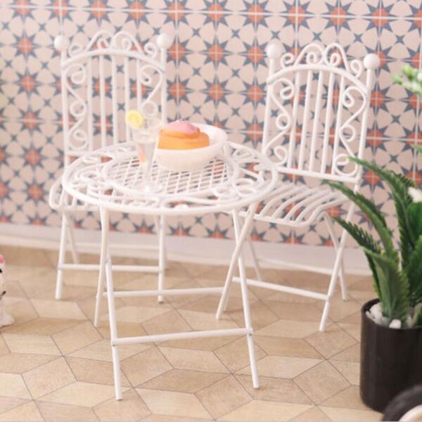 Metalen tafel en stoelen voor poppenhuis 1:12 - Knutselaccessoires