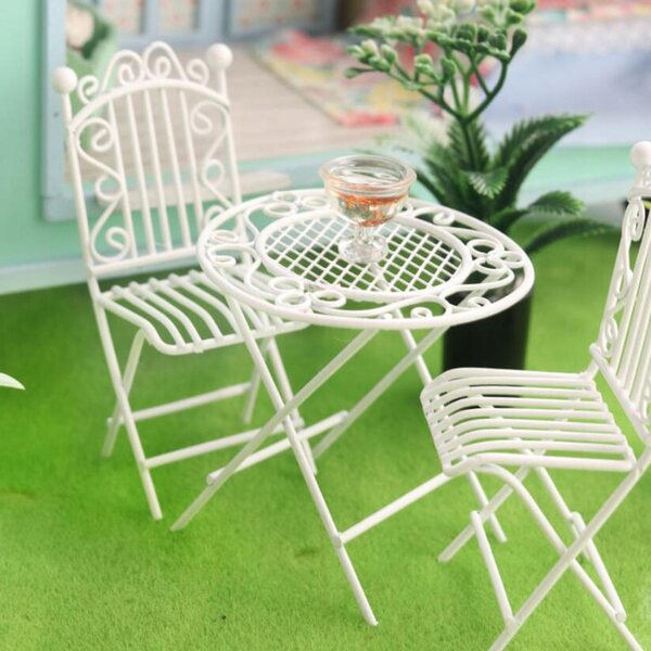 Metalen tafel en stoelen voor poppenhuis 1:12 - Knutselaccessoires