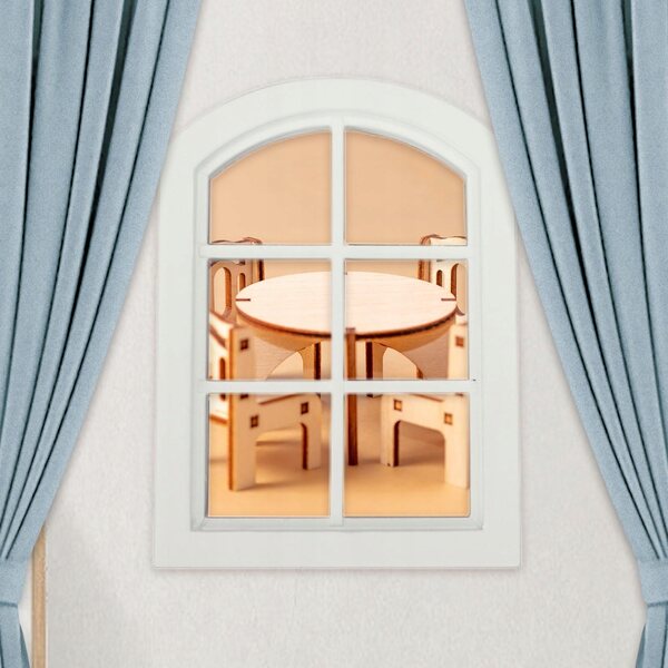 Cottage per Bambole Miniatura in Legno con Finestre 1:12 - Accessori White Arch