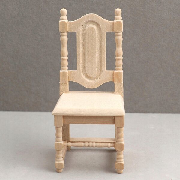 Chaise de salle à manger miniature en bois 1:12 pour maison de poupée vintage