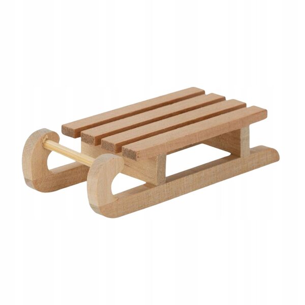 Decorazione natalizia per casa delle bambole con mini slitta in legno 1:12