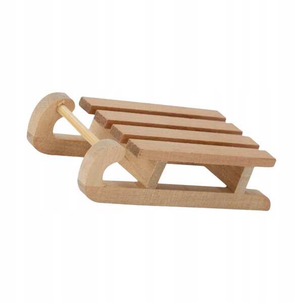 Decorazione natalizia per casa delle bambole con mini slitta in legno 1:12