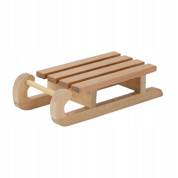 Decorazione natalizia per casa delle bambole con mini slitta in legno 1:12