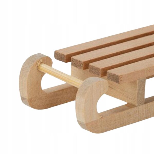 Decorazione natalizia per casa delle bambole con mini slitta in legno 1:12