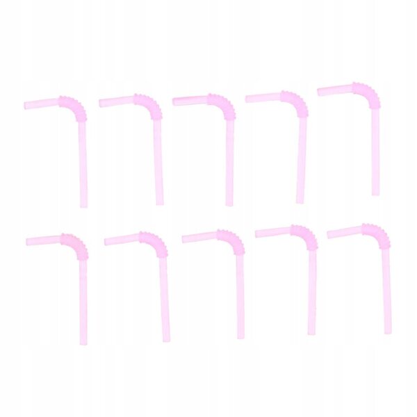 10 transparente Mini-Strohhalme in Rosa für Puppenhäuser im Maßstab 1:12