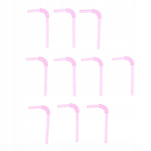 10 transparente Mini-Strohhalme in Rosa für Puppenhäuser im Maßstab 1:12