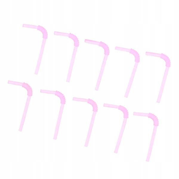 10 transparente Mini-Strohhalme in Rosa für Puppenhäuser im Maßstab 1:12