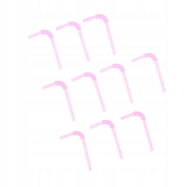 10 transparente Mini-Strohhalme in Rosa für Puppenhäuser im Maßstab 1:12