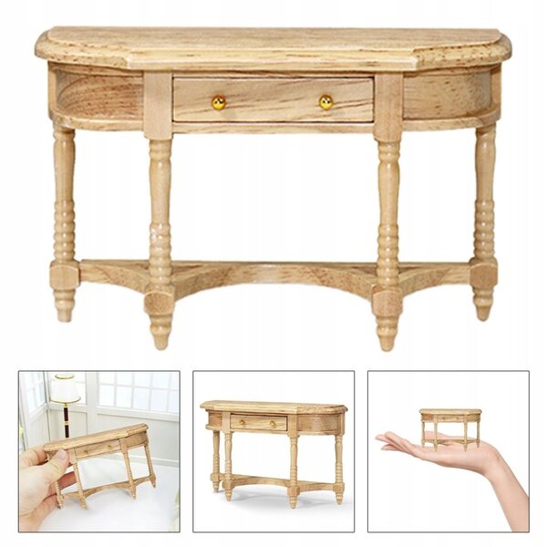 Miniatura bianco scrivania in legno 1/12 per casa delle bambole, design moderno